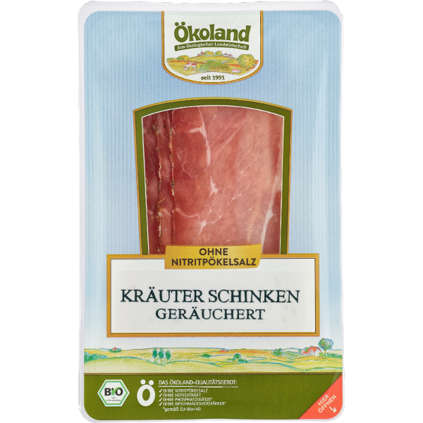 Produktfoto zu Kräuterschinken, geräuchert und geschnitten von Ökoland