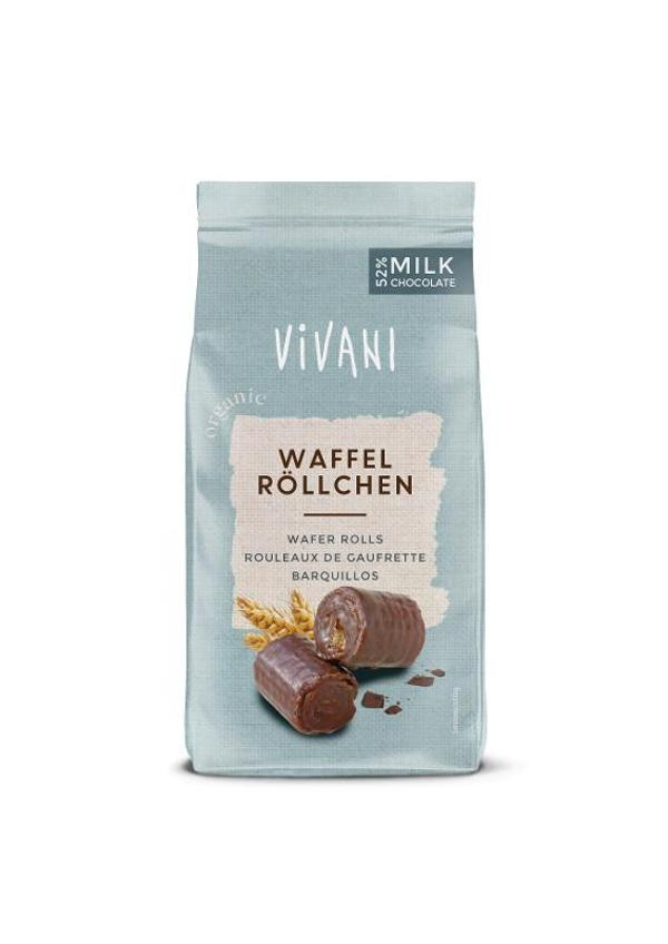 Produktfoto zu Waffel Röllchen mit Vollmilchschokolade von Vivani