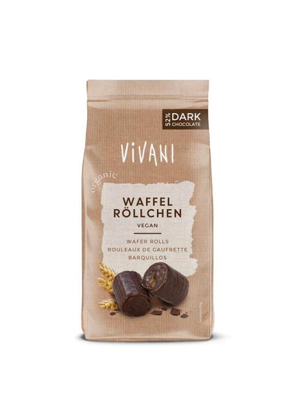 Produktfoto zu Waffel Röllchen mit Zartbitterschokolade von Vivani