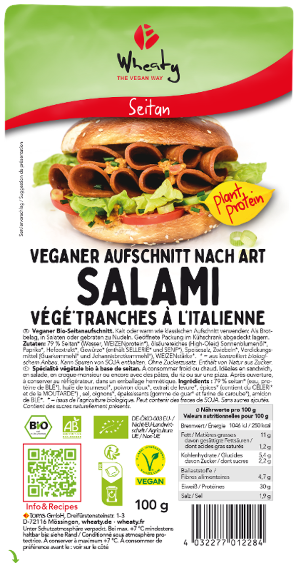 Produktfoto zu Vegane Slince Salami von Wheaty