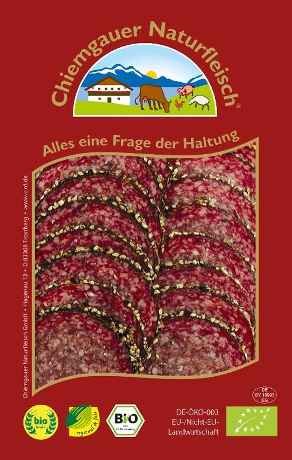 Produktfoto zu geschnittene Pfeffersalami von Chiemgauer Naturfleisch